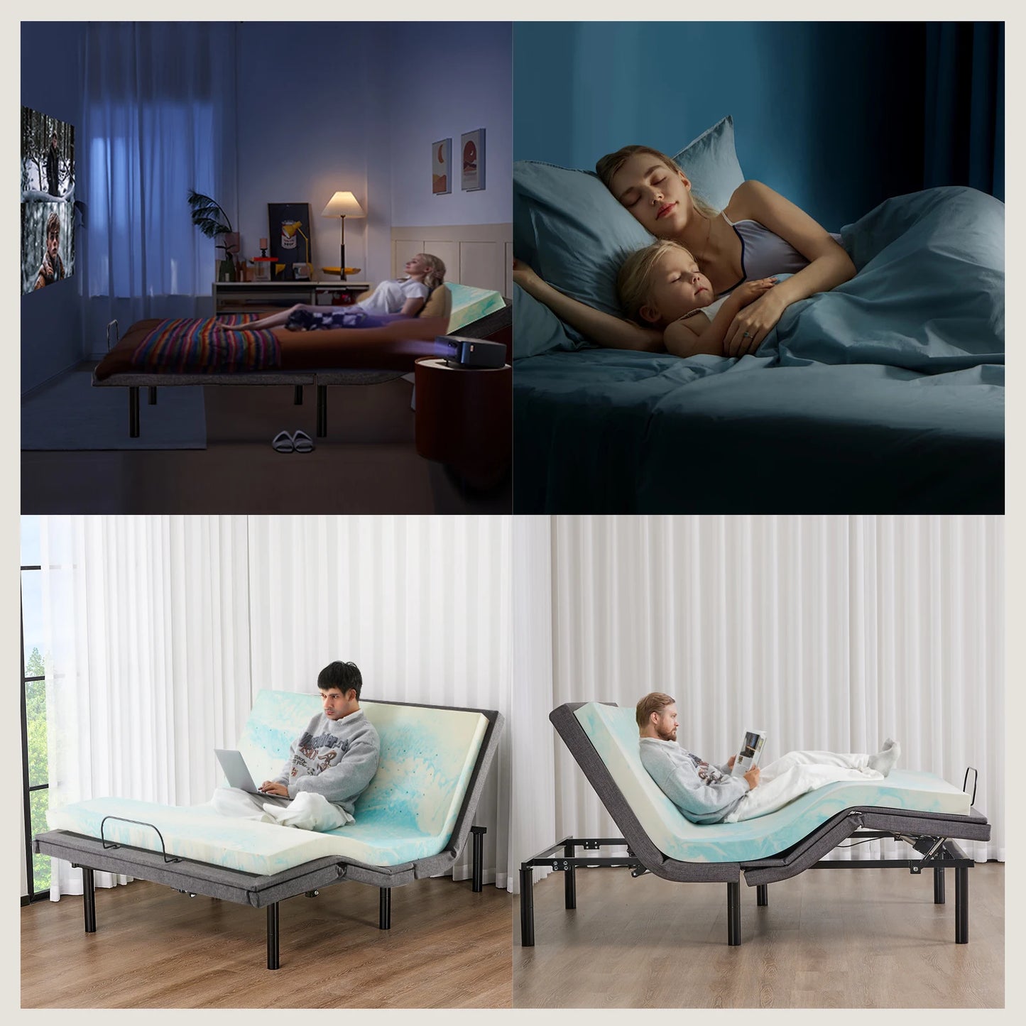 JHK Electric Adjustable Bed Frame With Wireless Remote