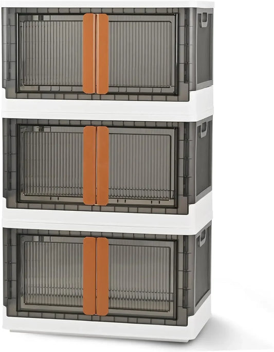 TRZZ Closet Organizer Foldable Storage Box With Lid 3 Pack
