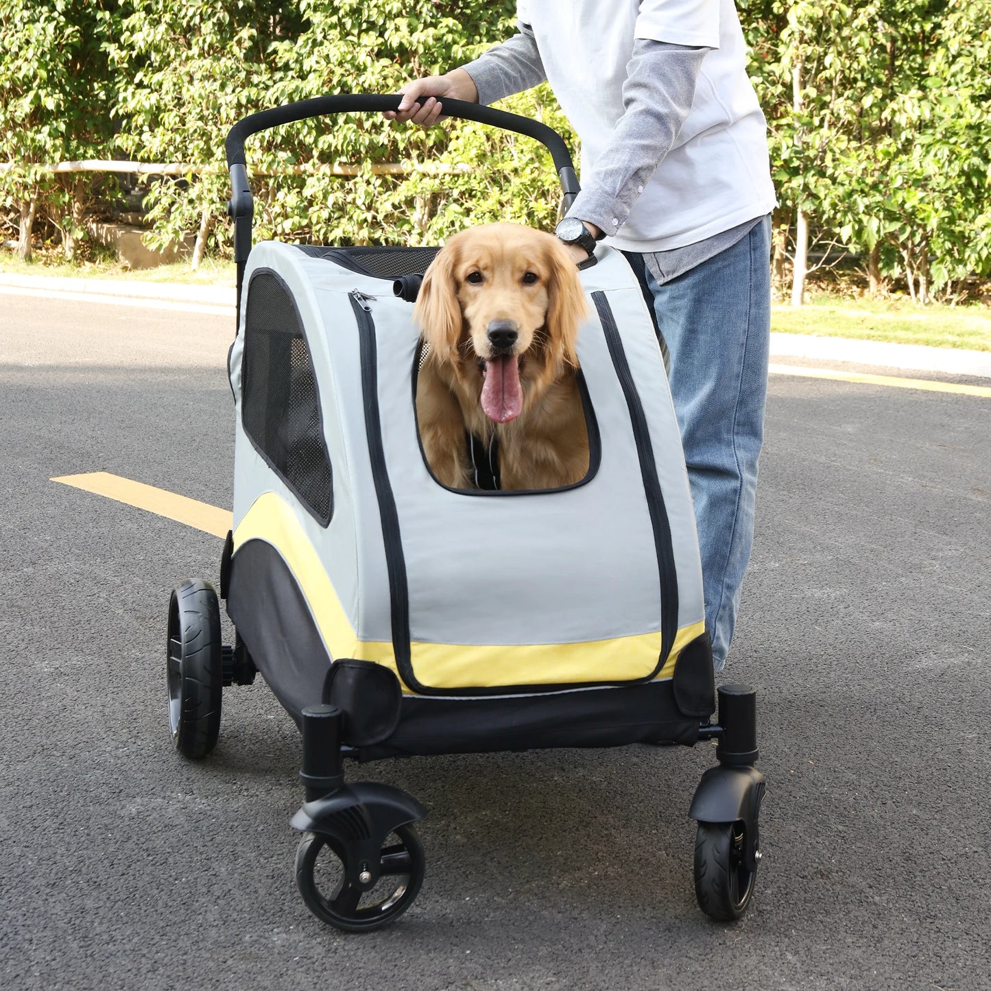 Portable Dog Stroller 4 Wheel Foldable Travel Carrier Pets