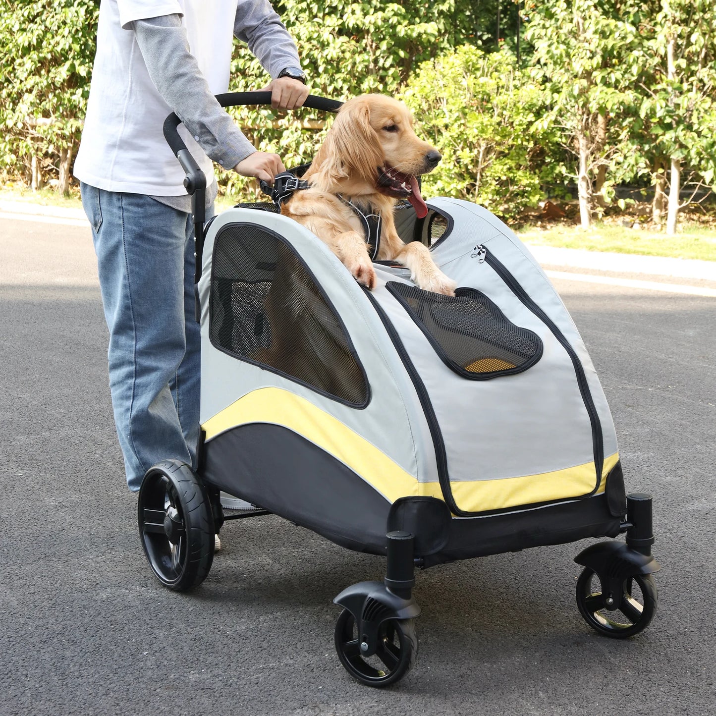 Portable Dog Stroller 4 Wheel Foldable Travel Carrier Pets