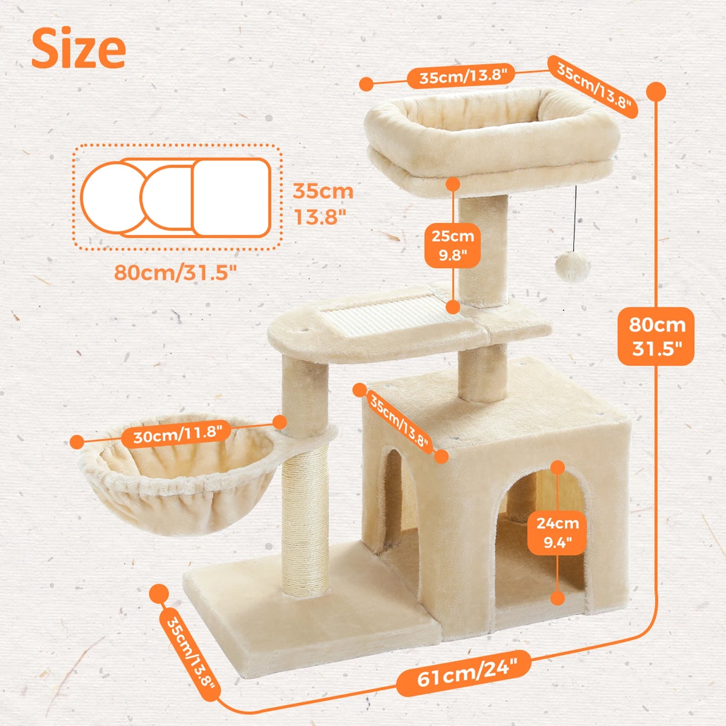 PAWZ Road Cat Tree Indoor Cat Tower With Scratching Posts