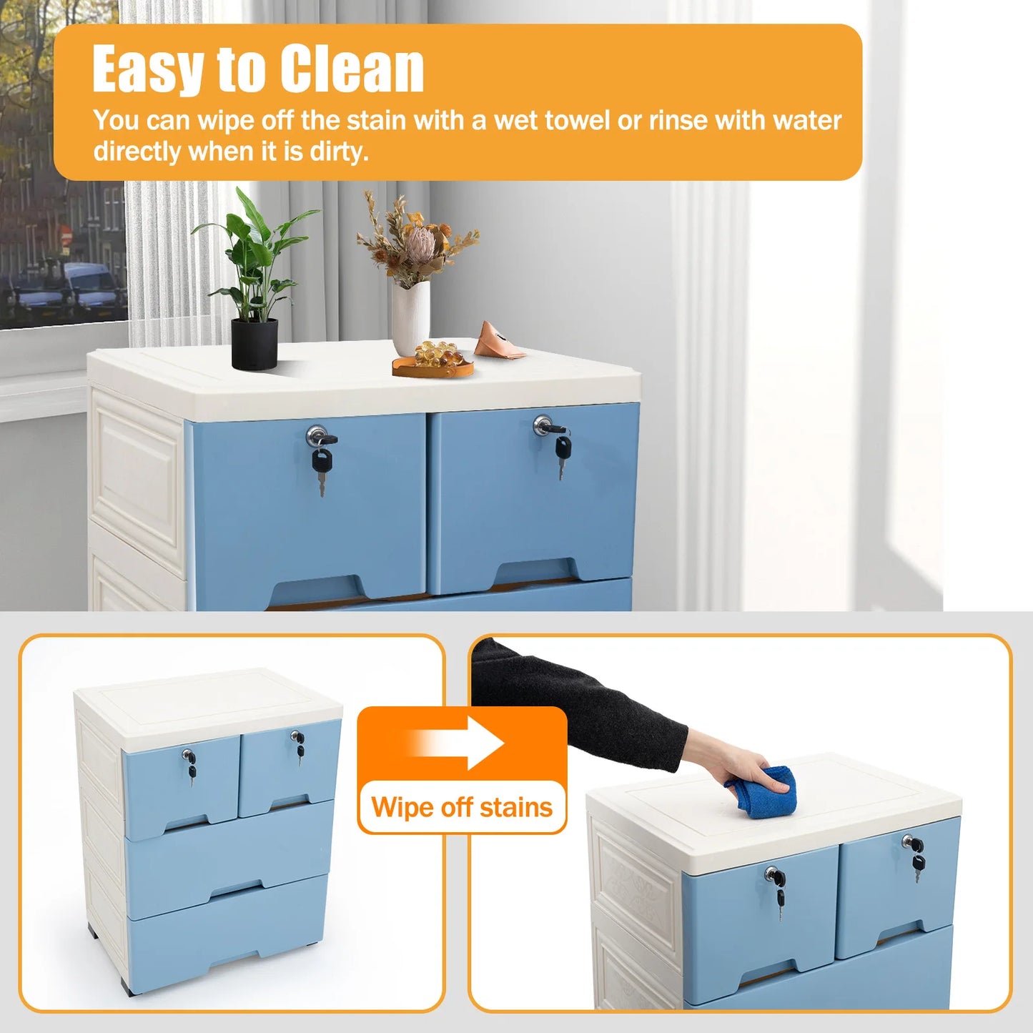 Six Drawer Plastic Dresser Storage Tower for Home Office