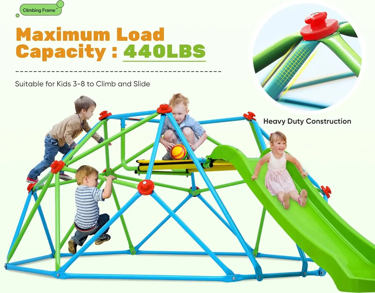 SHXICN Climbing Dome With Slide Backyard Playground