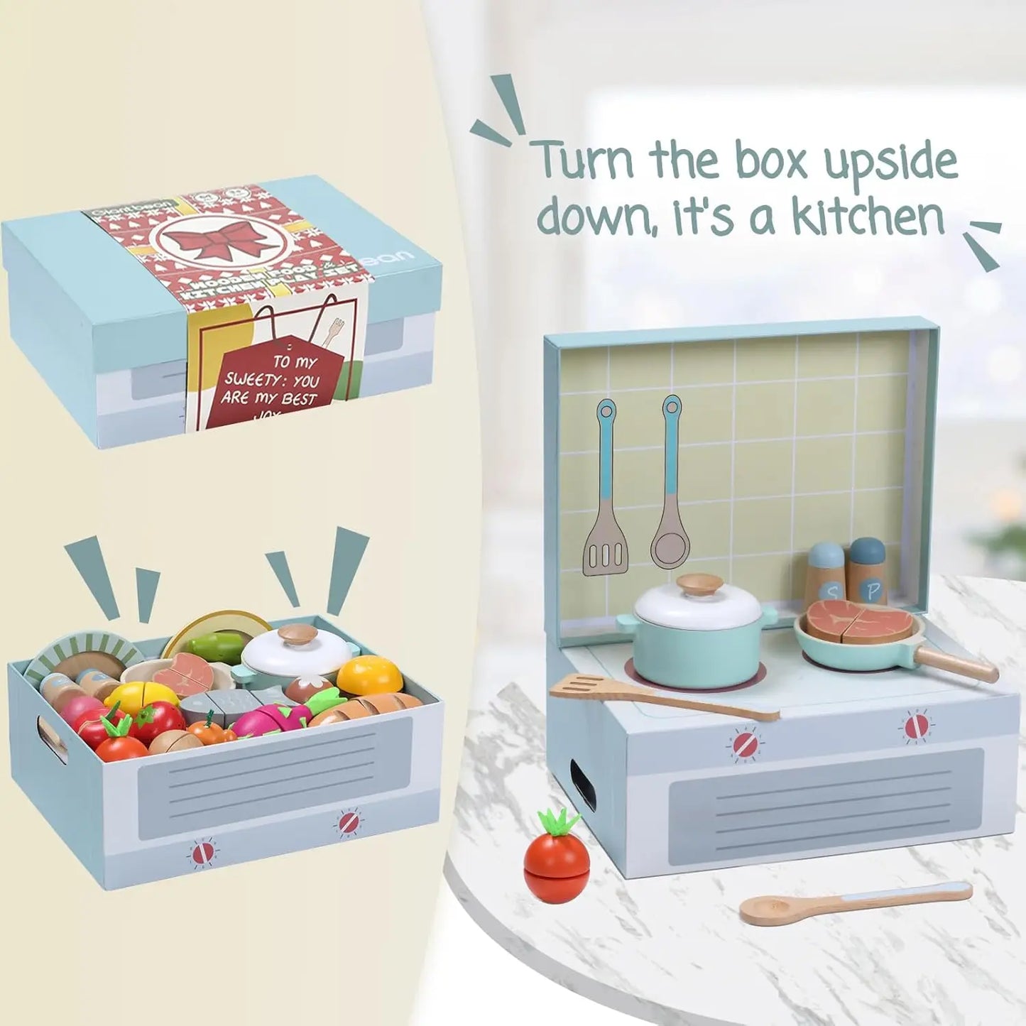 Giant Bean Wooden Play Food Set Kitchen Accessories