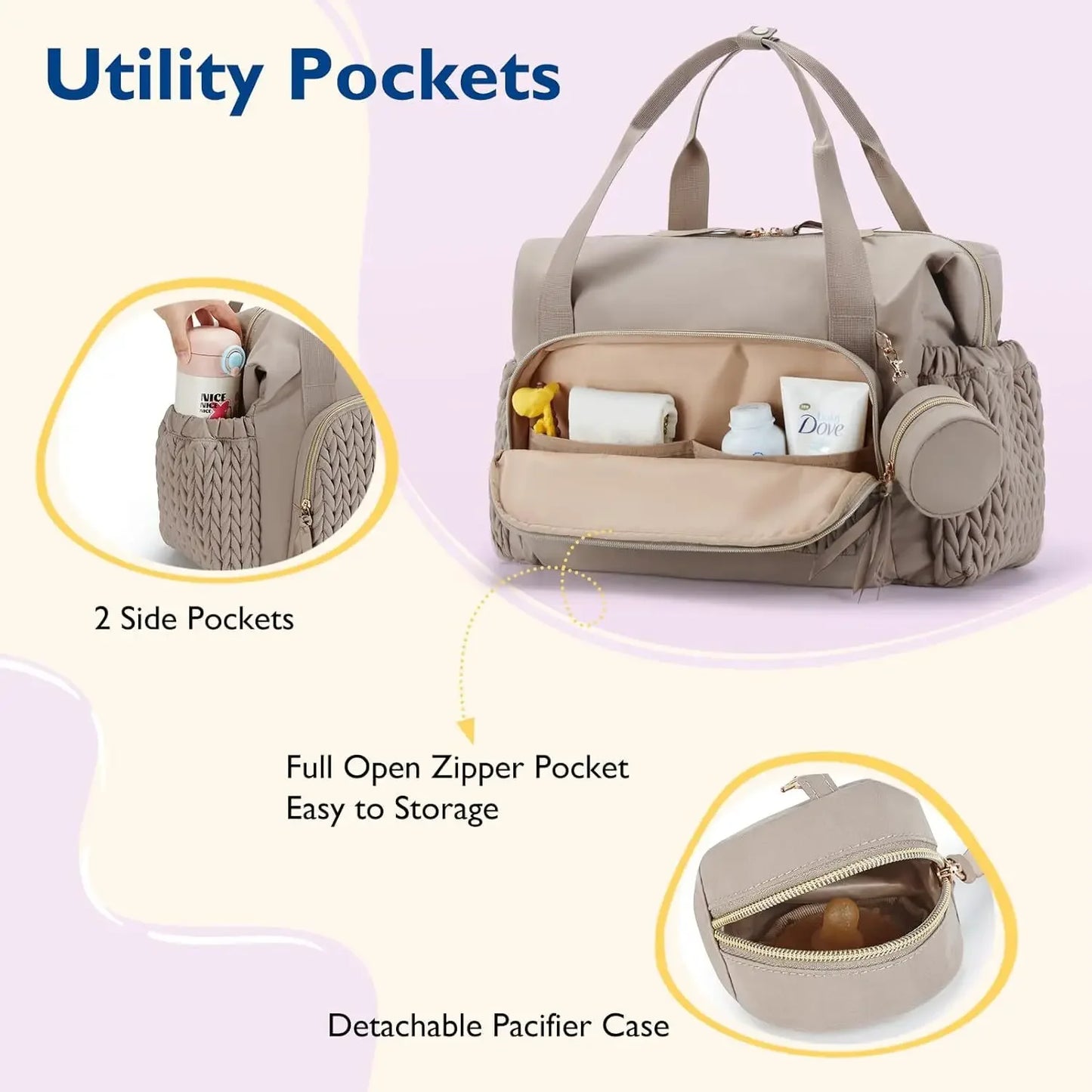 OUY Diaper Tote Bag Waterproof Hospital Labor Bag Travel