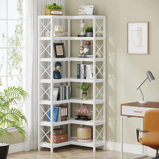 Tribesigns Way To Origin 7 Tier Corner Bookcase Industrial