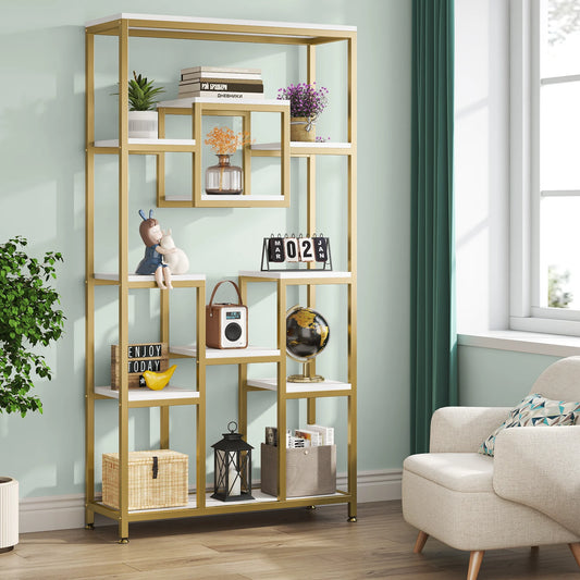 Tribesigns Freestanding Geometric Bookshelf Metal Frame