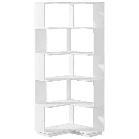 Tribesigns 6 Tier Corner Bookshelf Industrial Wood Grain
