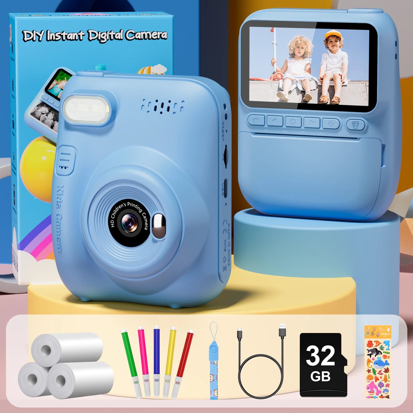 Gofunly Kids Instant Print Camera Mini Digital For Kids