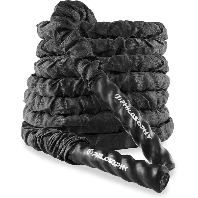 Philosophy Gym Exercise Battle Rope with Cover and Anchor Kit for Fitness Training, Conditioning
