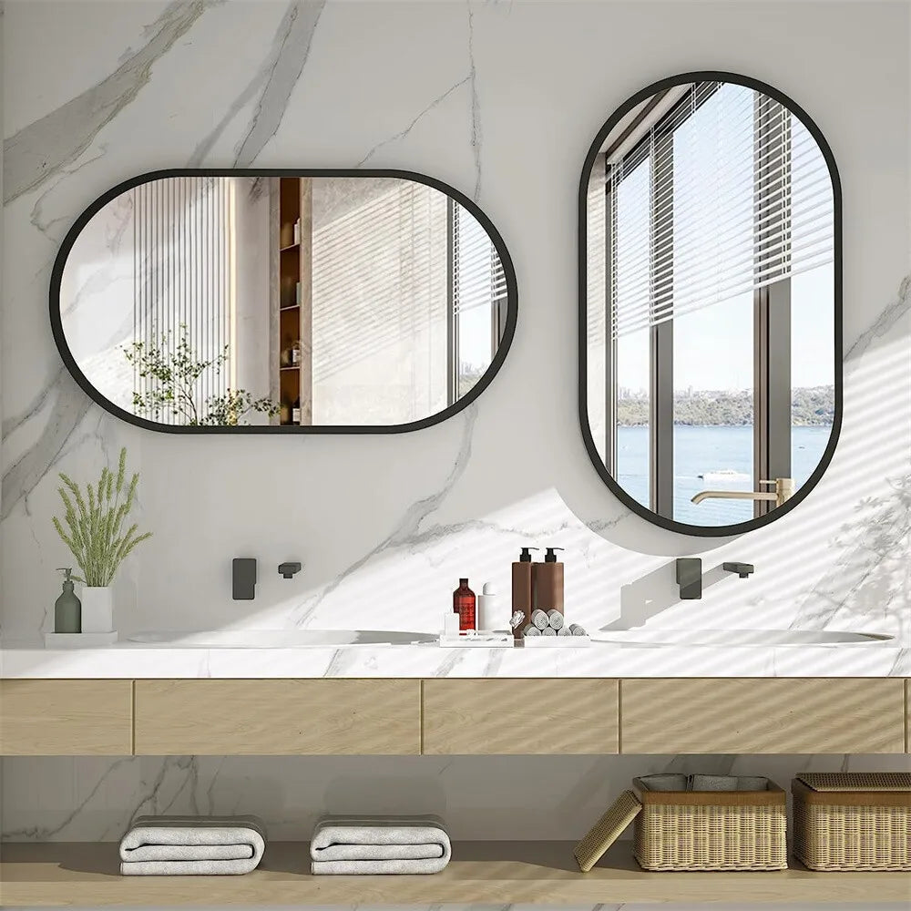 BORWART Wall Vanity Mirror Oval Framed for Bathroom