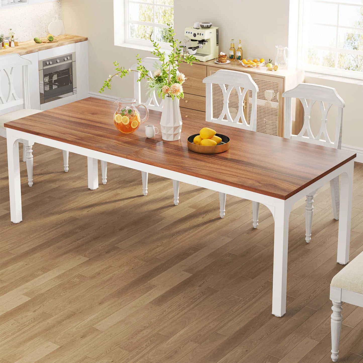 Tribesigns Rustic Wood Dining Table For 6 To 8 People