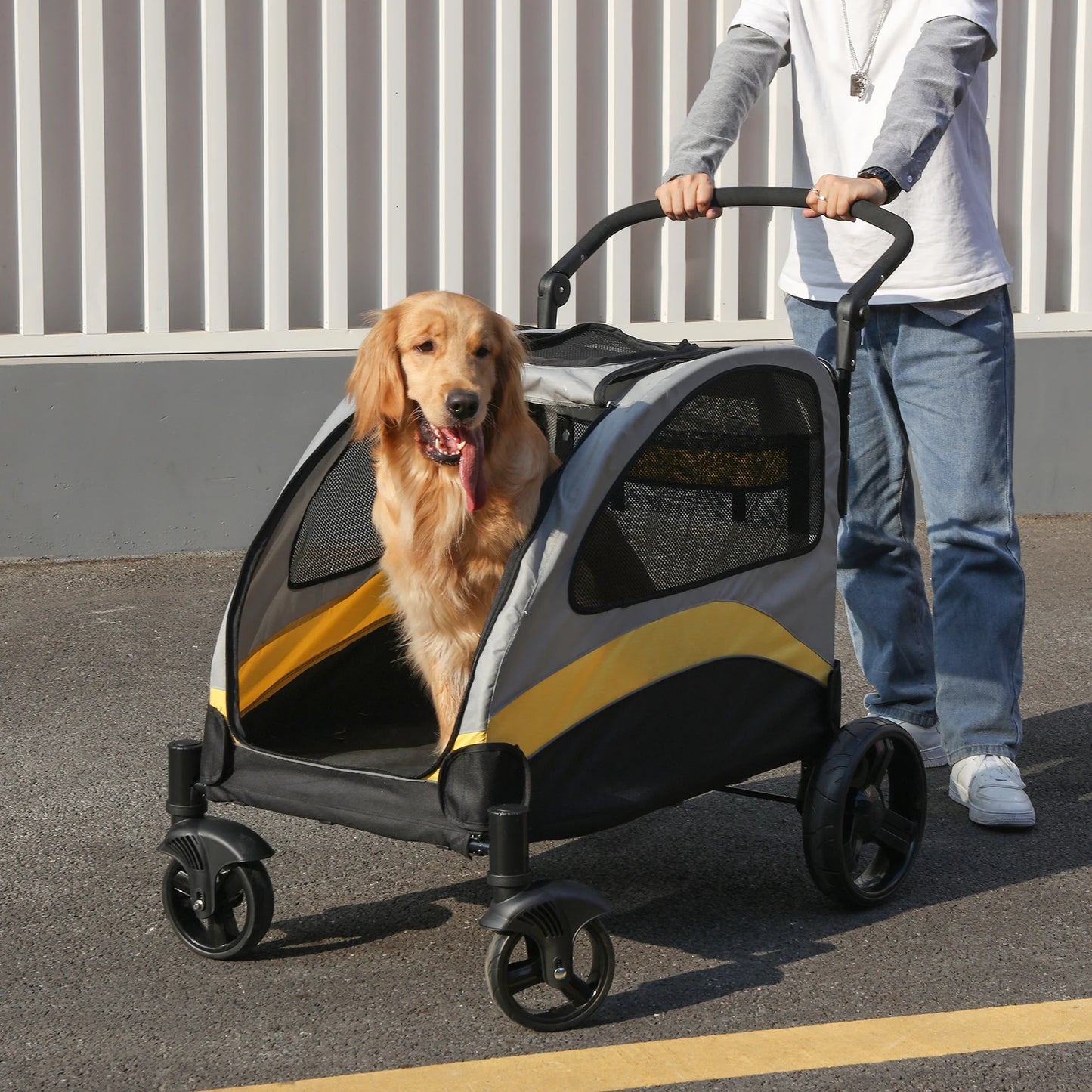 Portable Dog Stroller 4 Wheel Foldable Travel Carrier Pets