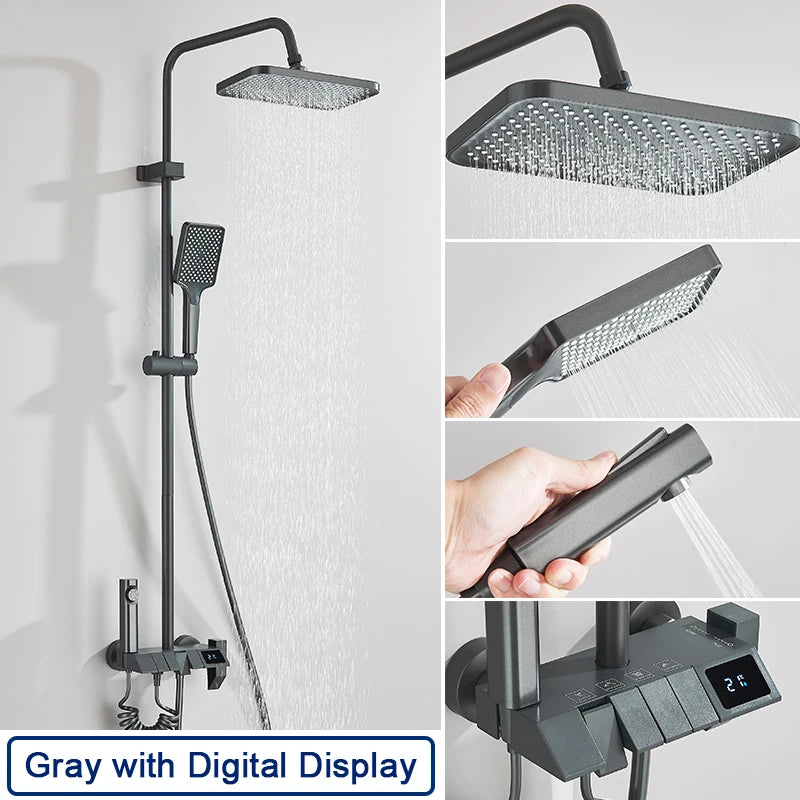 Rozin Digital Display Shower Faucet Set Piano Style