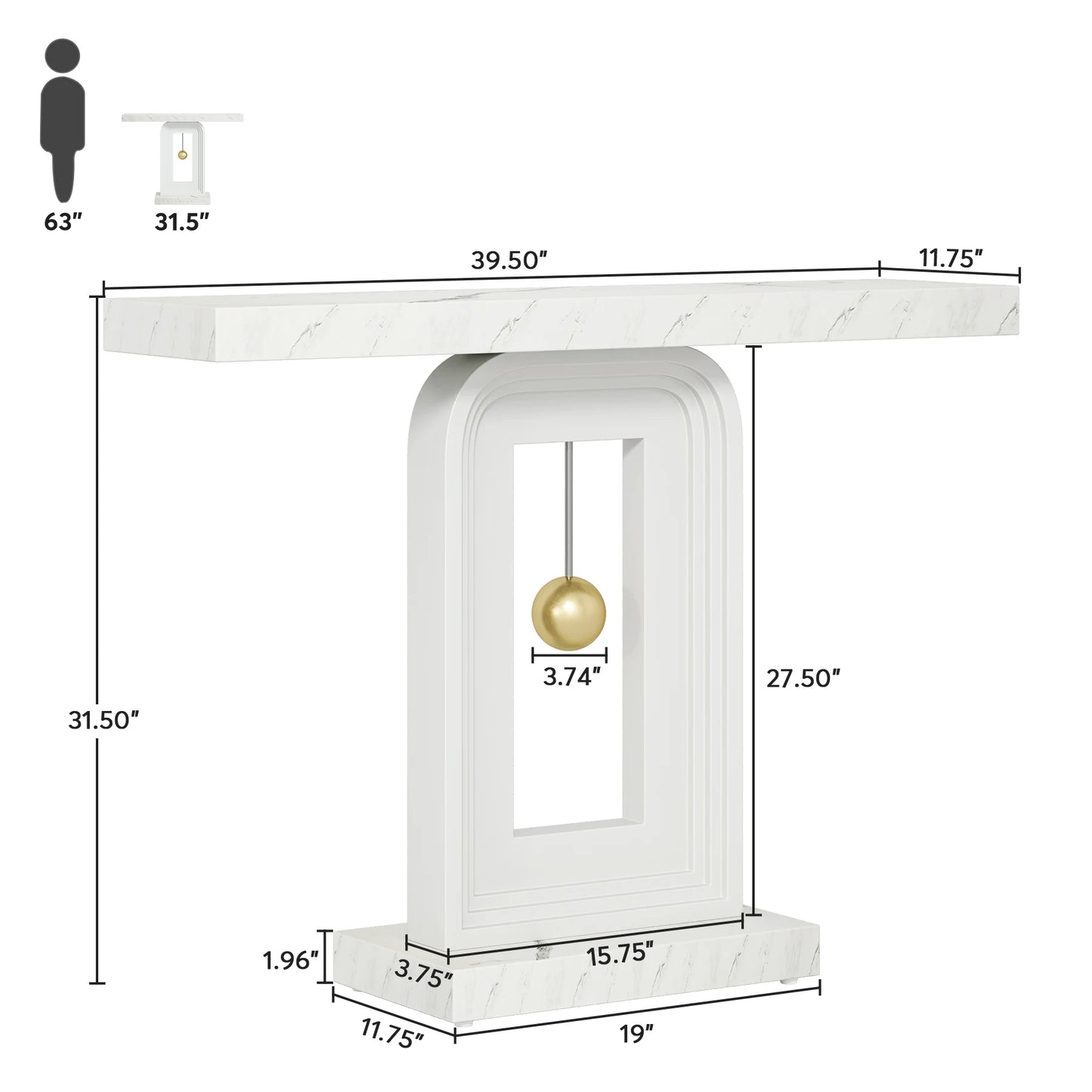 Tribesigns Modern Console Table Pendulum Base For Entryway