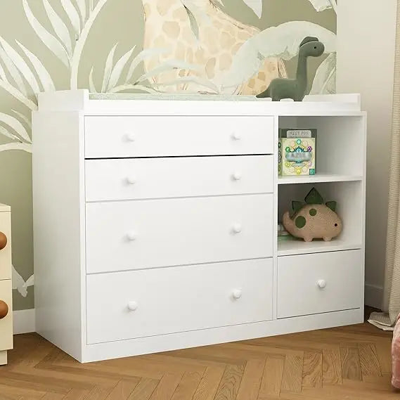 Baby Classic Changing Table Dresser With 5 Drawers Shelves