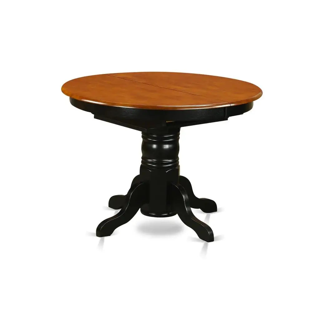 5-Piece Kitchen Table & Chairs Set with Oval Dining Room Table & Faux Leather Chairs Cherry Table Top Black Finish Asian Wood