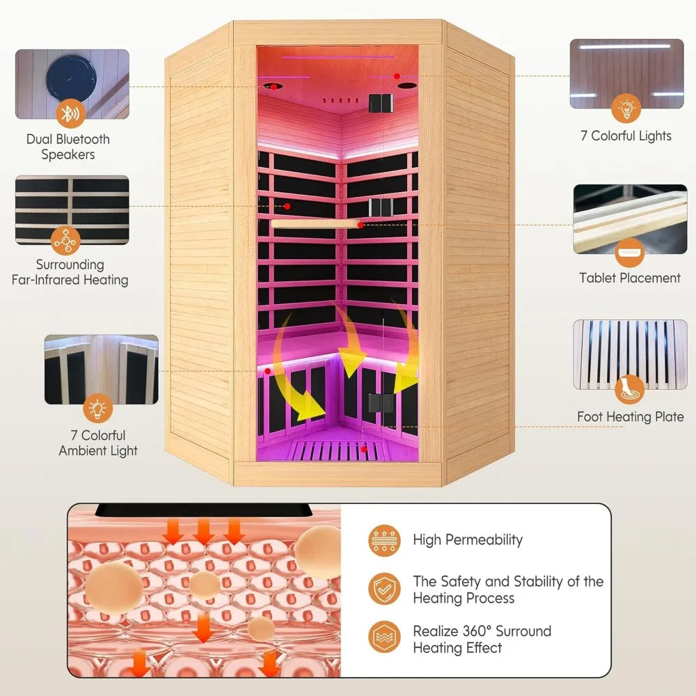 DUTRIEUX Far Infrared Home Sauna With Oxygen Bar 2To3 Person