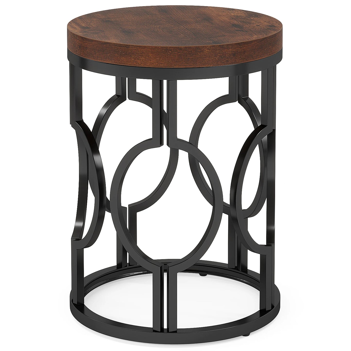 Tribesigns Round End Table Industrial Side Metal Frame