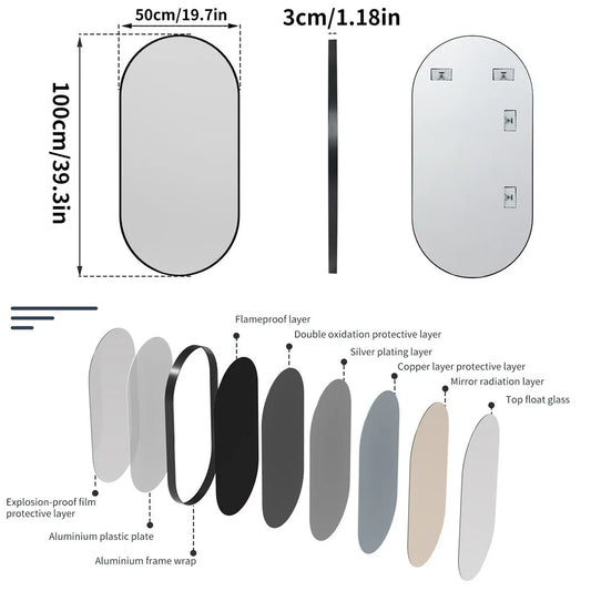 BORWART Wall Vanity Mirror Oval Framed for Bathroom