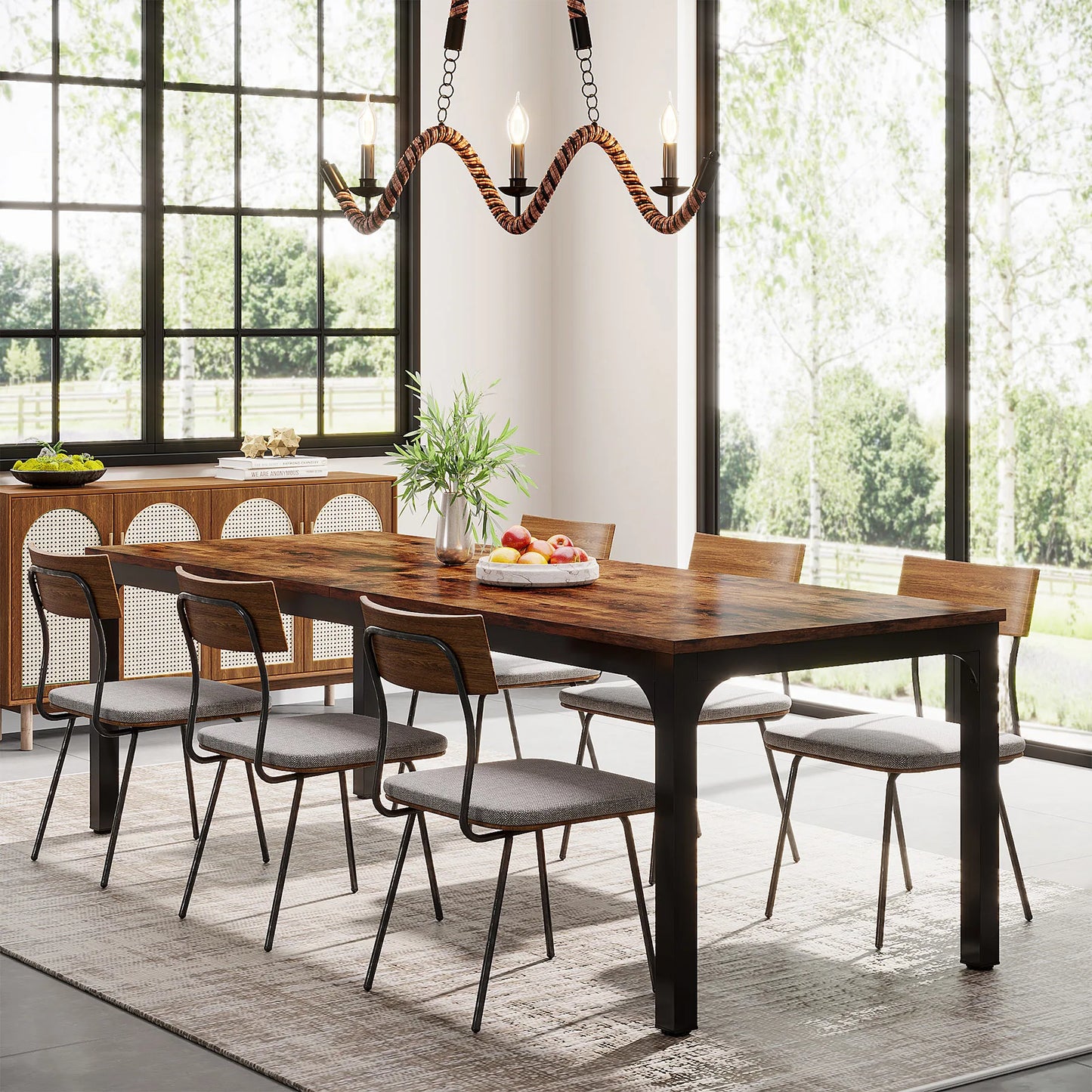 Tribesigns Rustic Wood Dining Table For 6 To 8 People