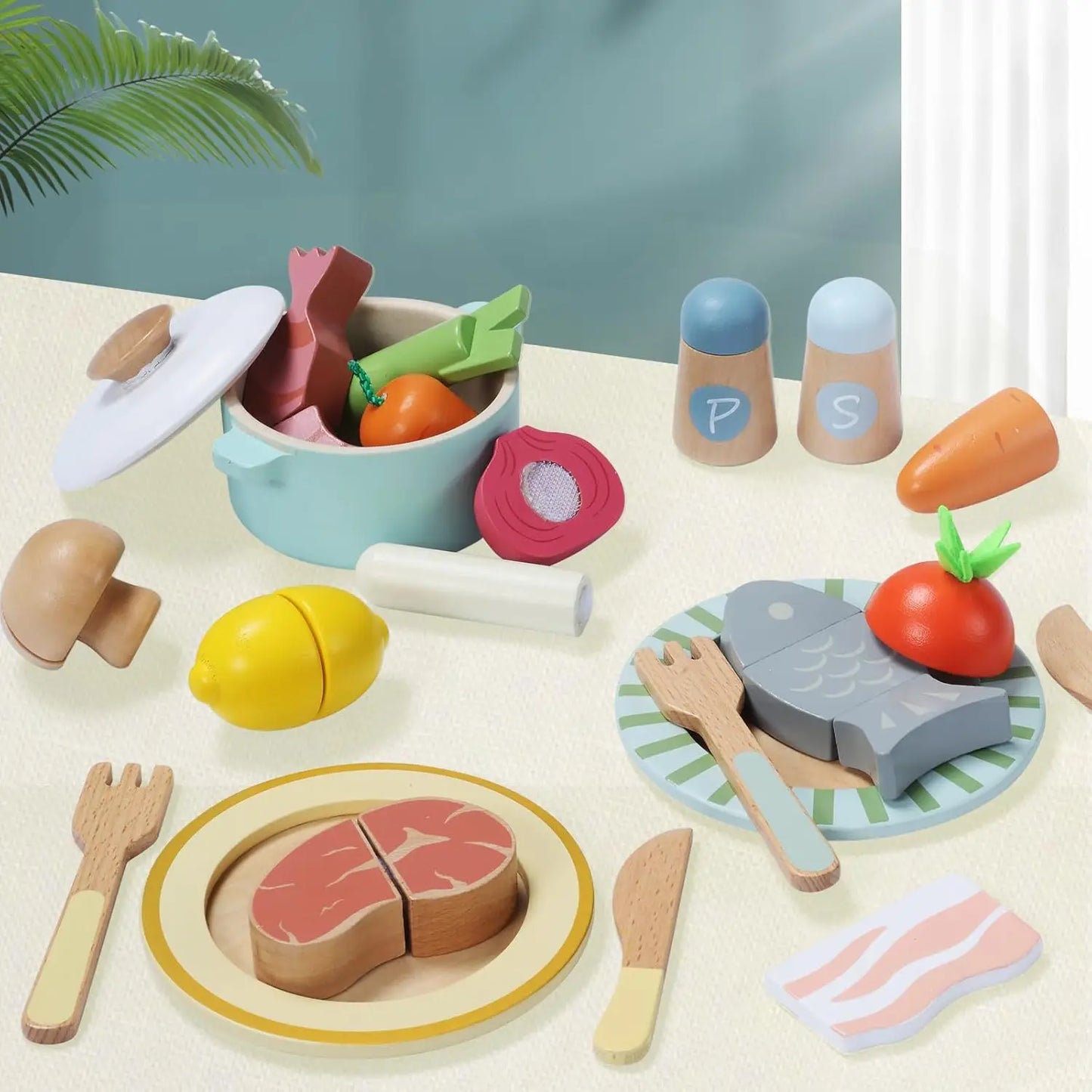 Giant Bean Wooden Play Food Set Kitchen Accessories