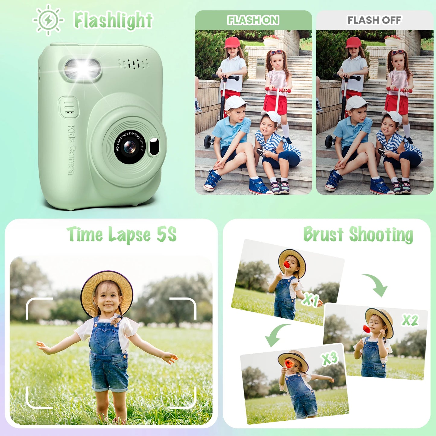 Gofunly Kids Instant Print Camera Mini Digital For Kids