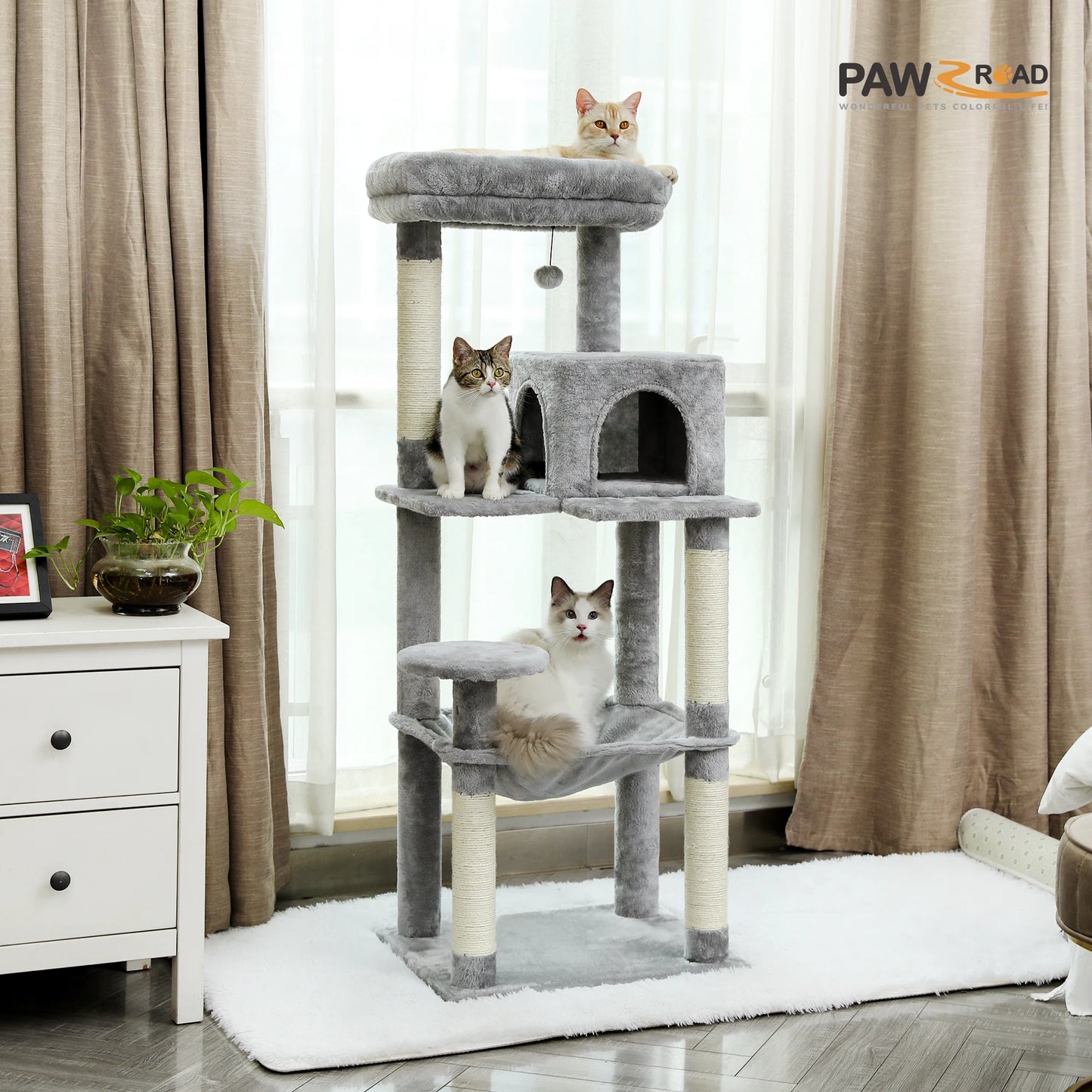 PAWZ Road Indoor Cat Tree 5 Level Tower Durable Hammock