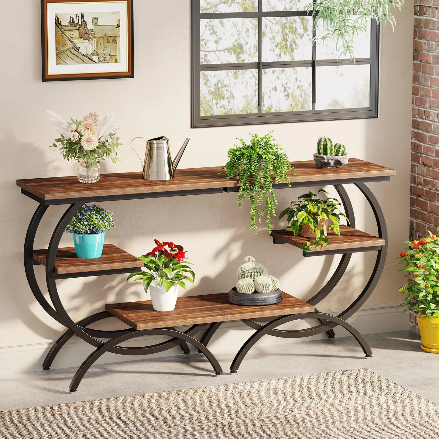 Tribesigns C Shaped End Table Industrial 3 Tier Storage