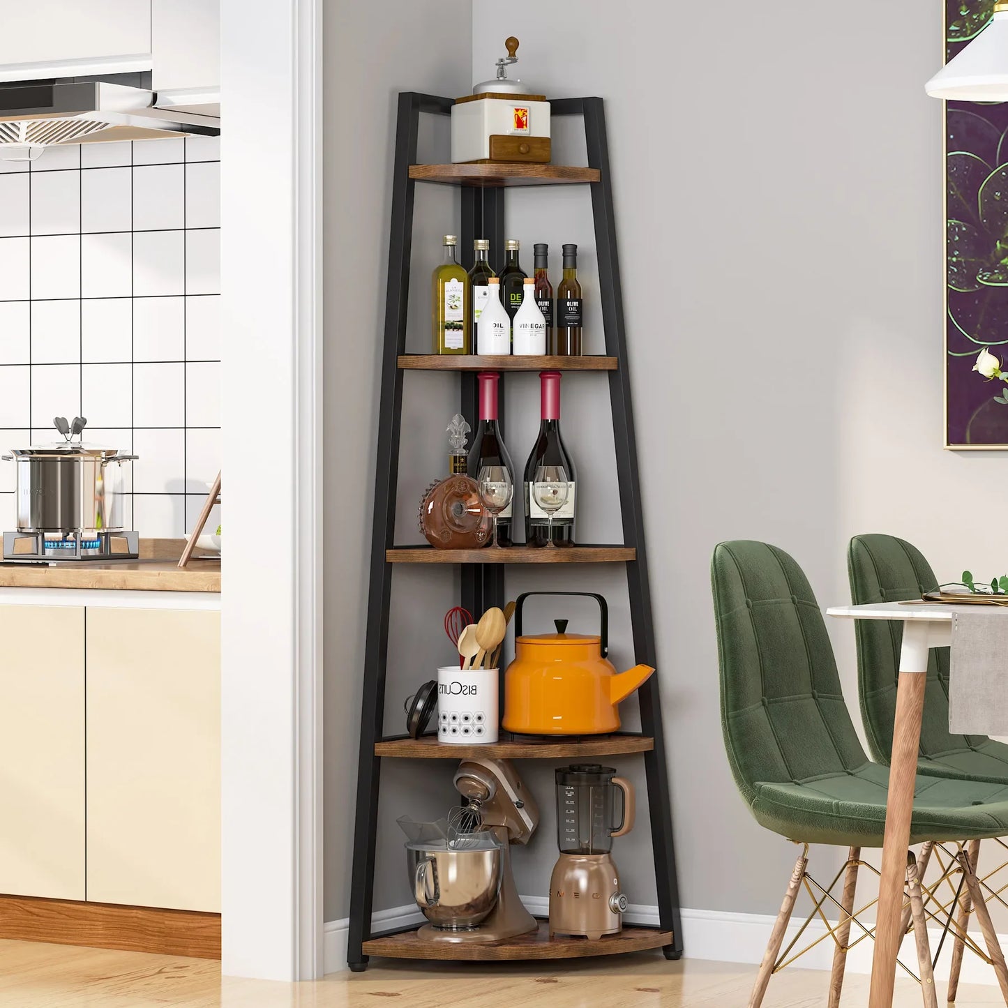 Tribesigns Corner Bookcase Wood Bookshelf 5 Tier Storage