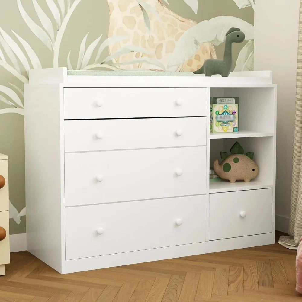 Baby Classic Changing Table Dresser With 5 Drawers Shelves