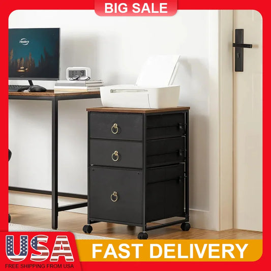 3 Drawer Mobile File Cabinet Vertical Rolling Storage with Wheels Under Desk Organizer for Home Office Printer Stand