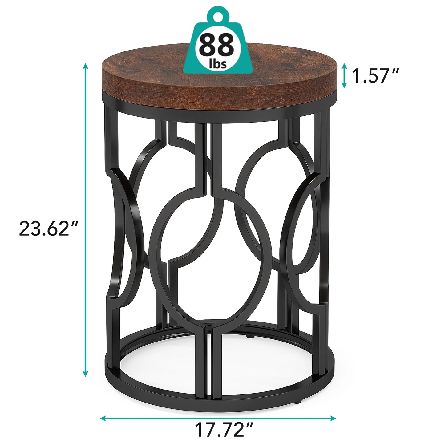 Tribesigns Round End Table Industrial Side Metal Frame