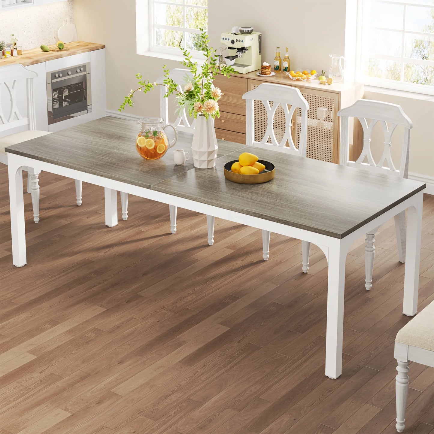 Tribesigns Rustic Wood Dining Table For 6 To 8 People