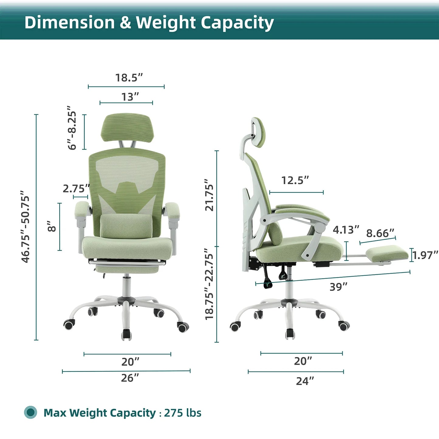 JHK Ergonomic Reclining High Back Mesh Office Gaming Chair