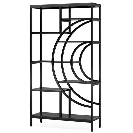 Tribesigns Geometric Bookcase 8 Tier Rustic Metal Frame