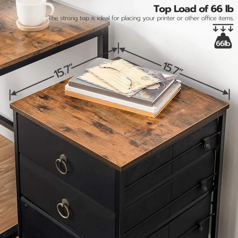3 Drawer Mobile File Cabinet Vertical Rolling Storage with Wheels Under Desk Organizer for Home Office Printer Stand