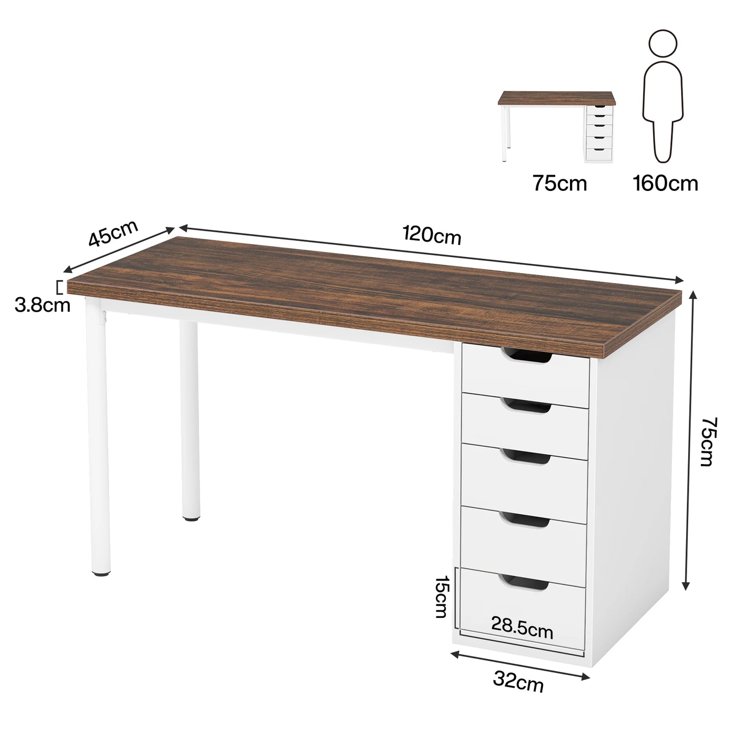 Tribesigns Computer Desk With 5 Drawers For Home Office