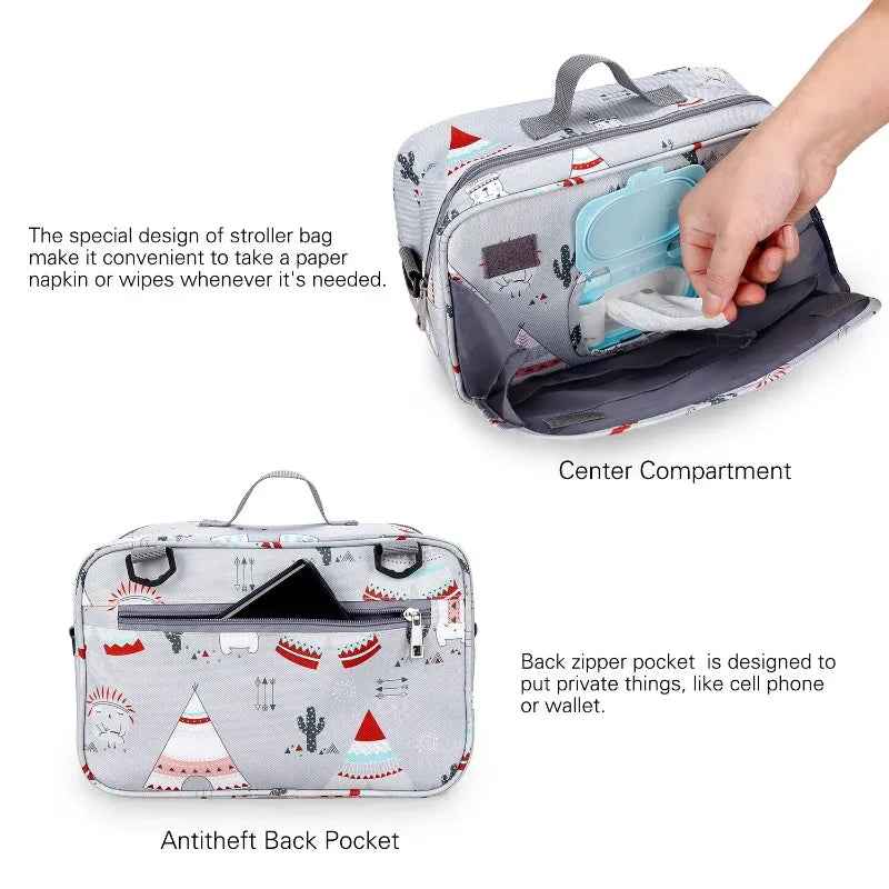 Closure Multifunction Baby Diaper Bag Stroller Organizer