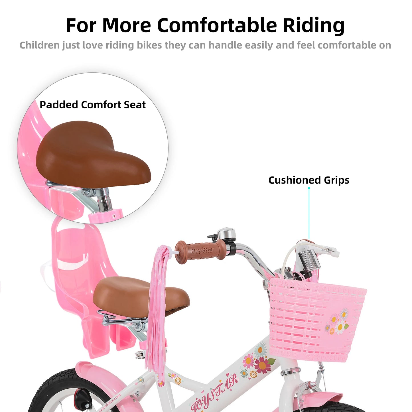 Joystar Kids Bike With Doll Seat And Streamers Girls