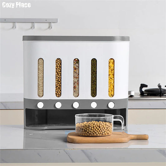 Wall Mounted Cereal Dispenser Grid Storage Container