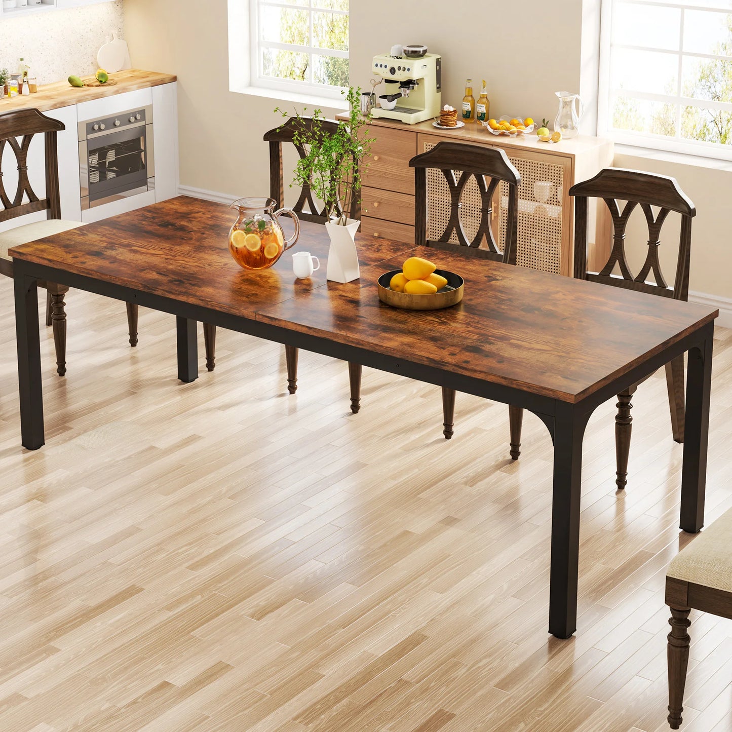 Tribesigns Rustic Wood Dining Table For 6 To 8 People