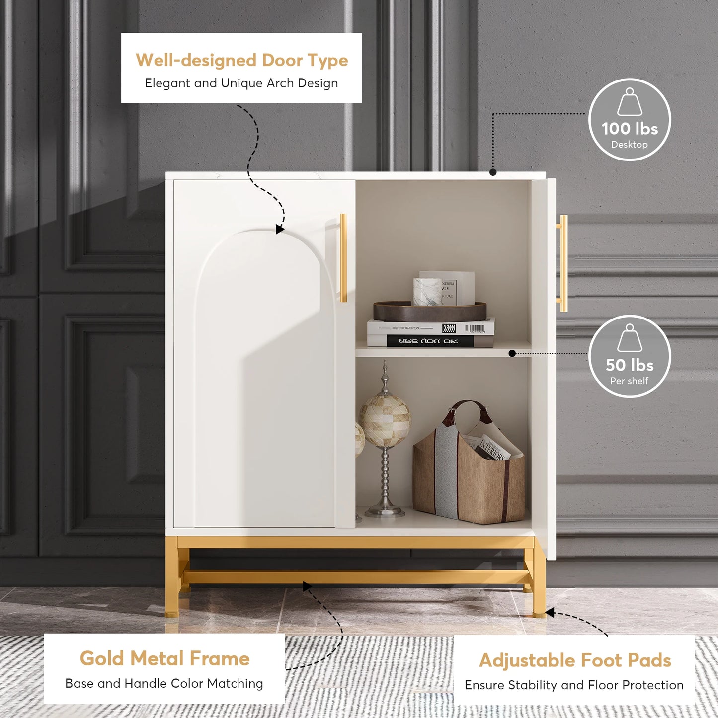 Tribesigns Modern Sideboards Buffet Cabinet With Four Doors