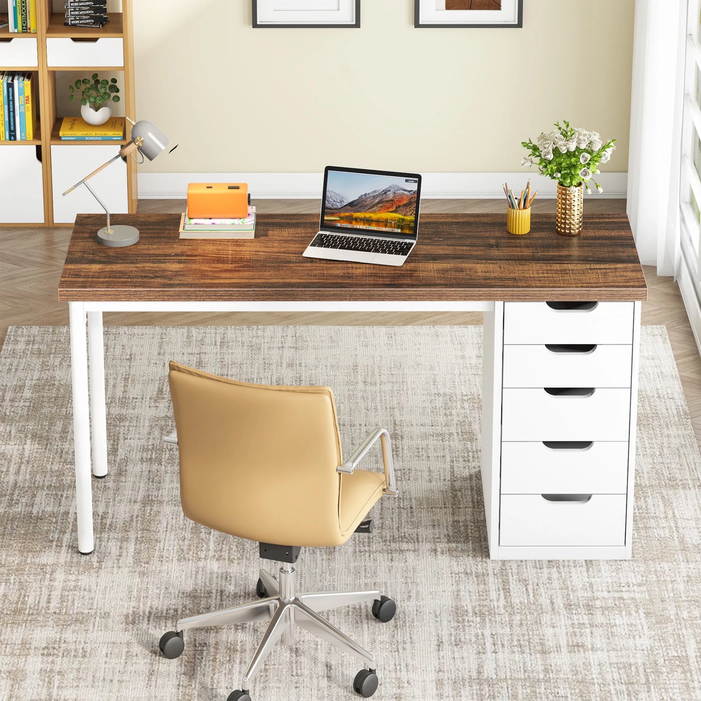 Tribesigns Computer Desk With 5 Drawers For Home Office