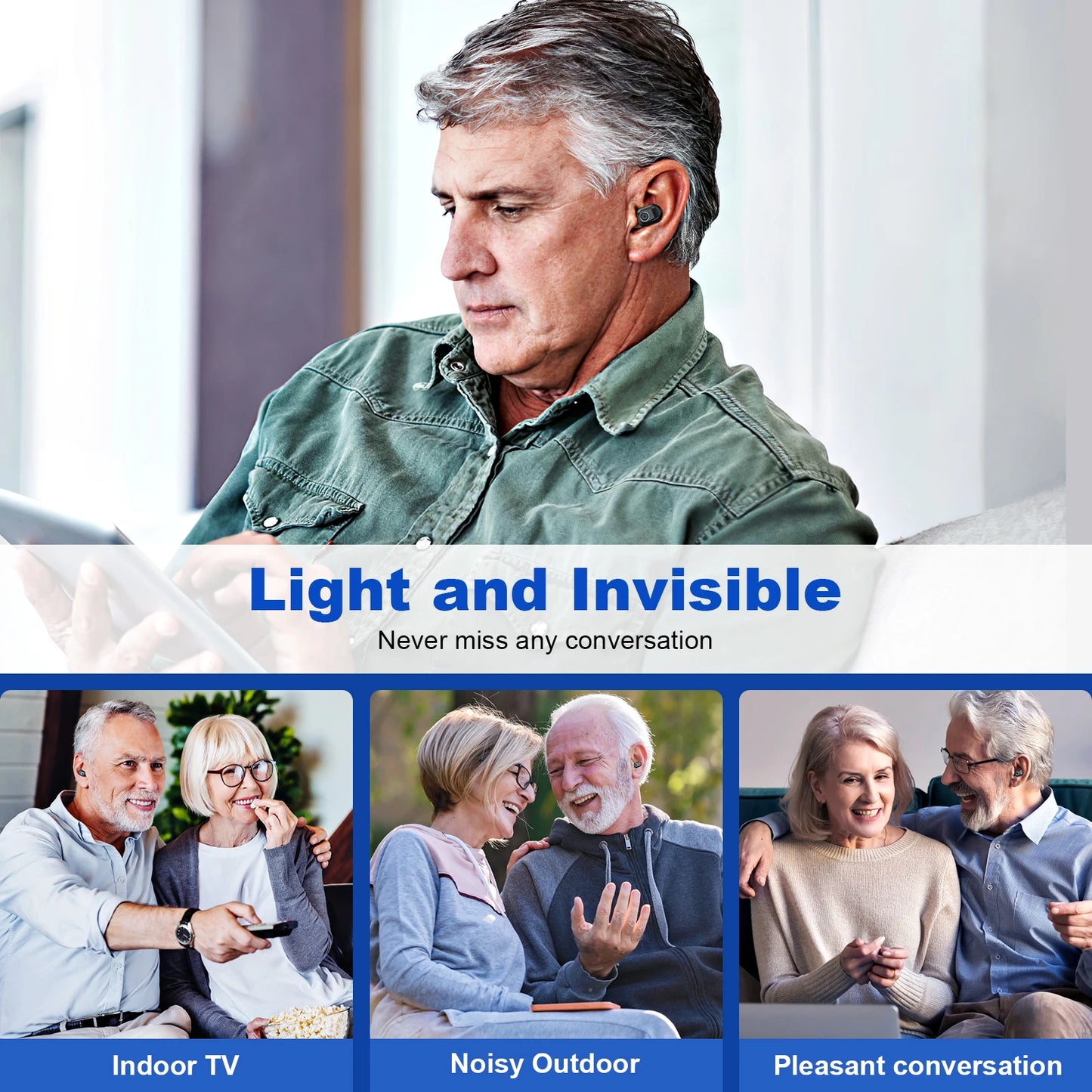 KFCOPTEE Invisible In Ear Hearing Aids Adjustable Volume