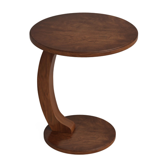 Tribesigns Round End Table Wood C Shaped Side Table