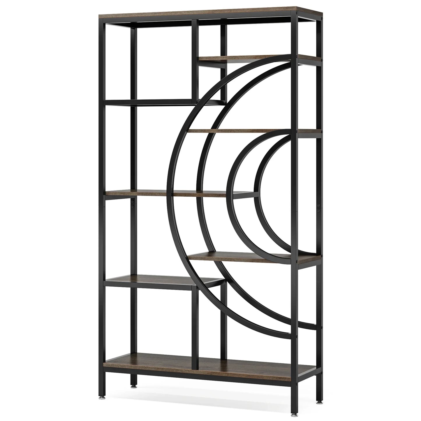 Tribesigns Geometric Bookcase 8 Tier Rustic Metal Frame