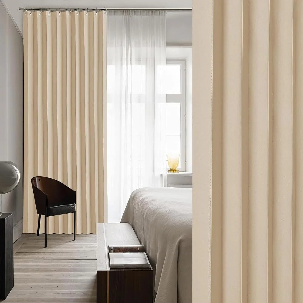 80 Inch Long Polyester Pleated Folding Curtain Room Divider Doorway Privacy Panel Easy Install Soft Blackout Drapery Home Decor