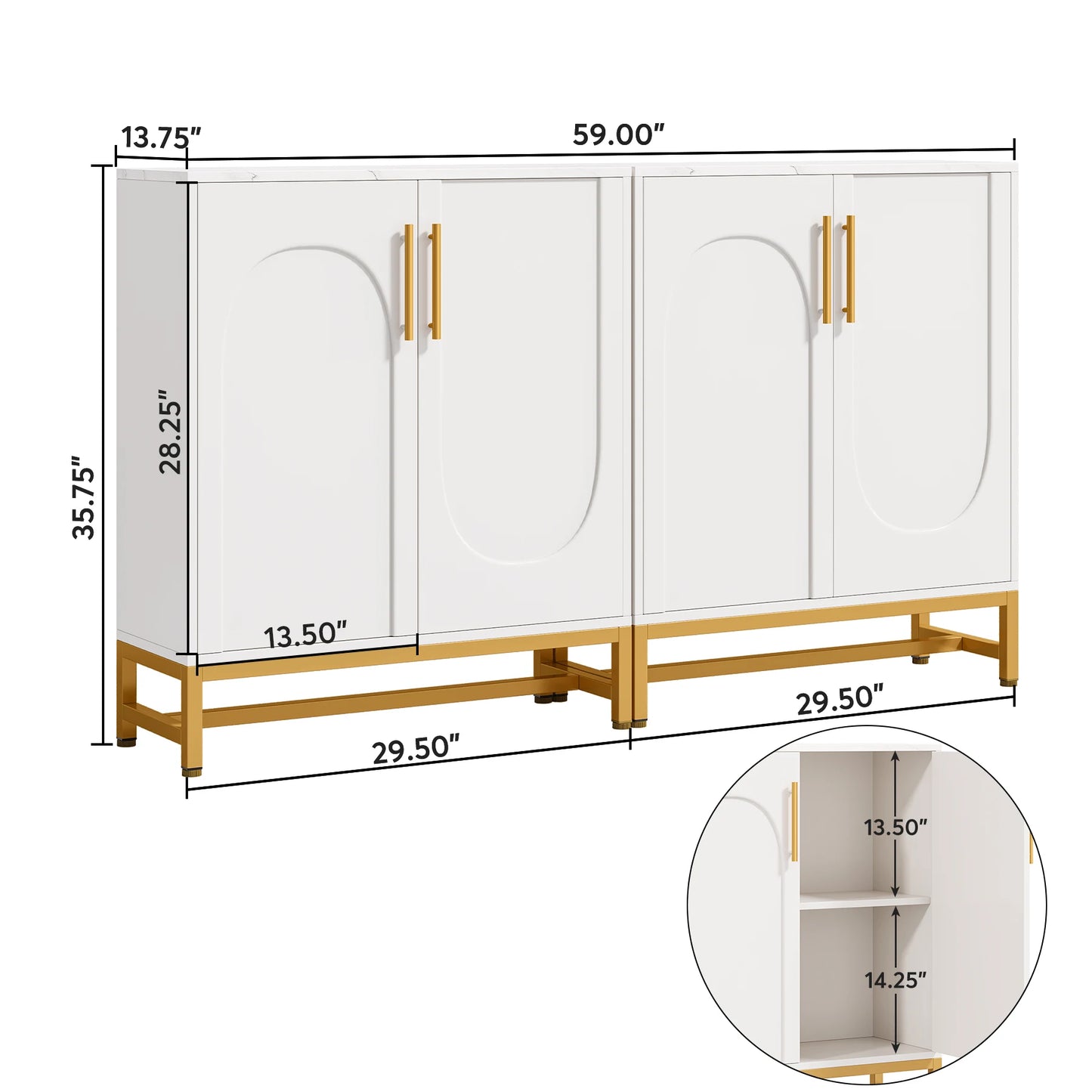 Tribesigns Modern Sideboards Buffet Cabinet With Four Doors