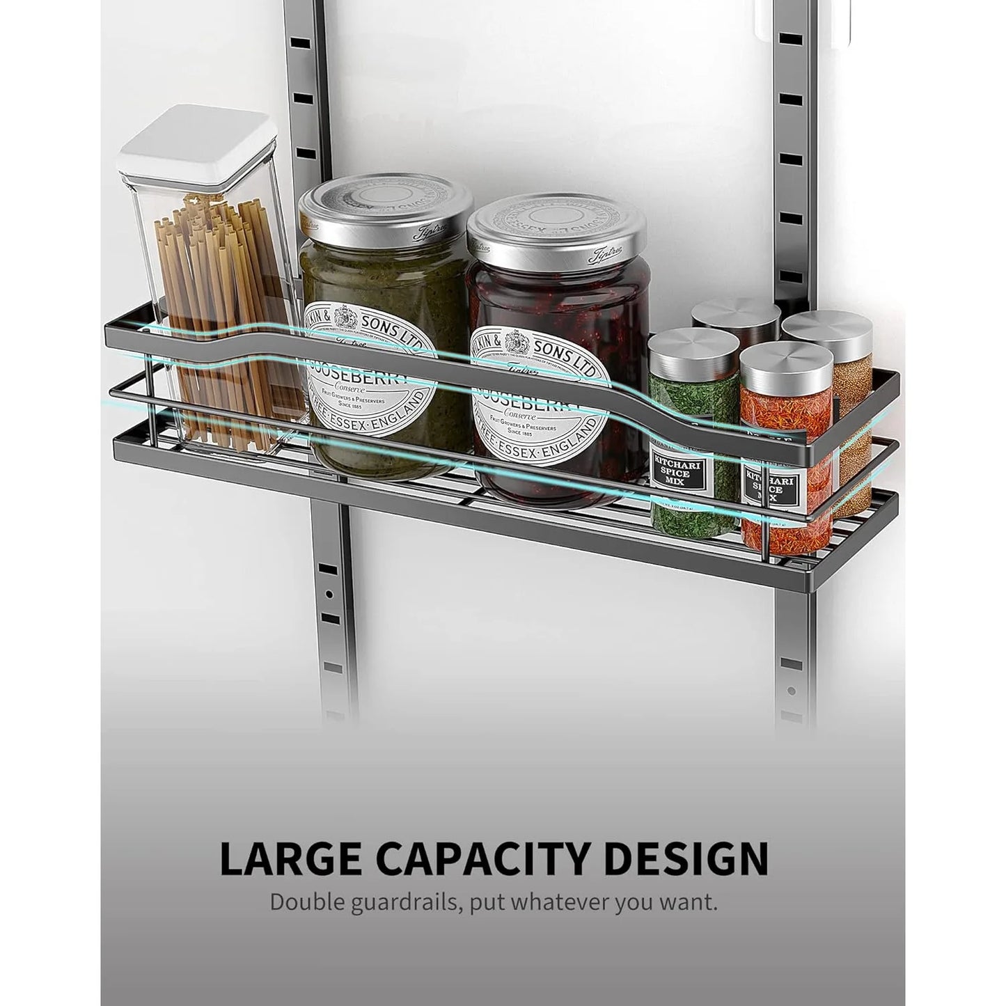 9-Tier Over The Door Pantry Organizer, Pantry Organization and Storage, Black Hanging Basket Wall Spice Rack Seasoning Shelves